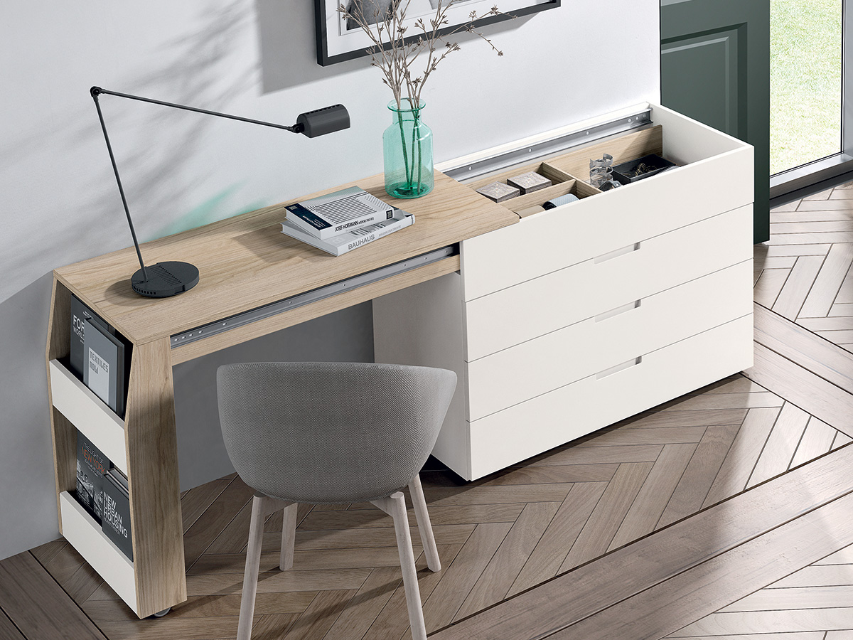 Commode avec fonction Bureau - plateau de bureau extractible