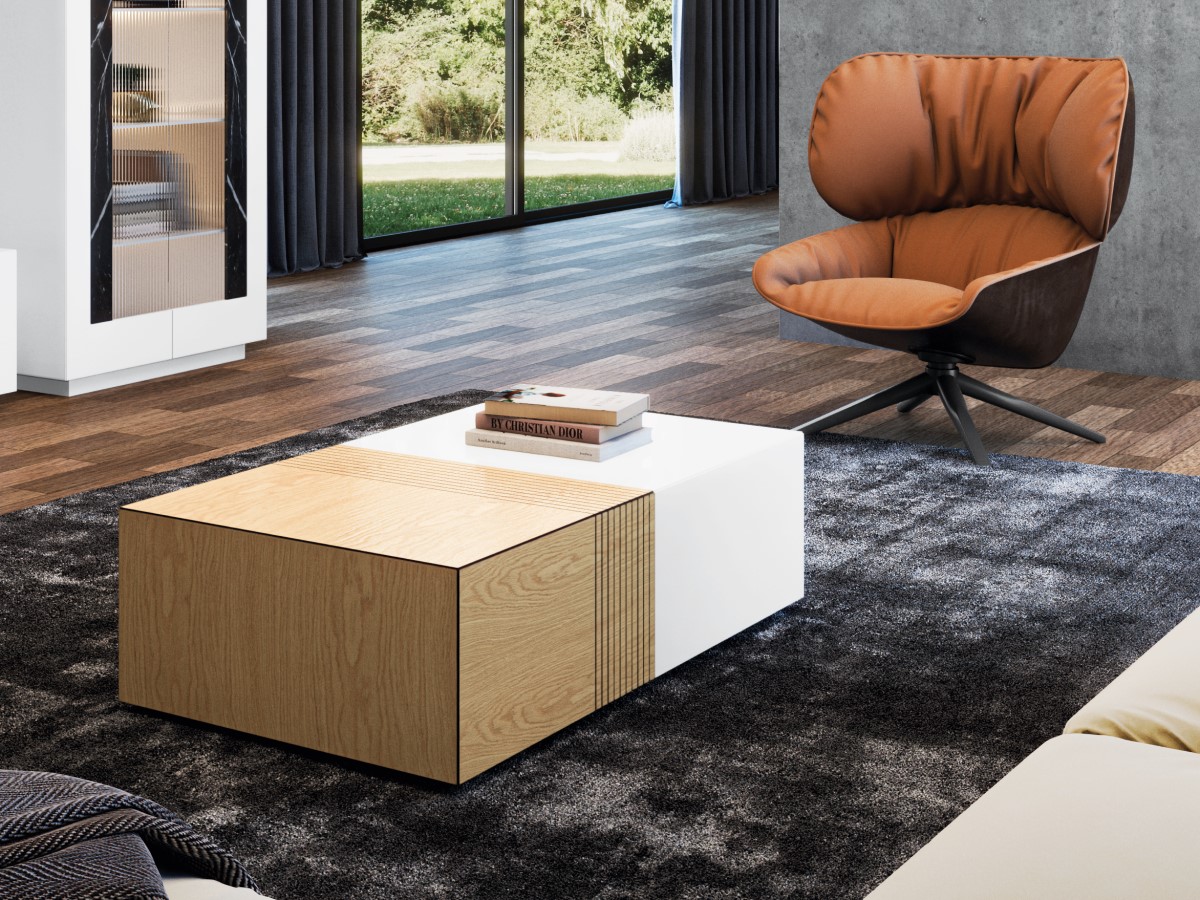 Table basse rectangulaire avec coffre de rangement