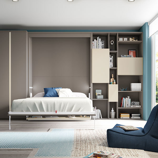 Composition mur chambre lit escamotable