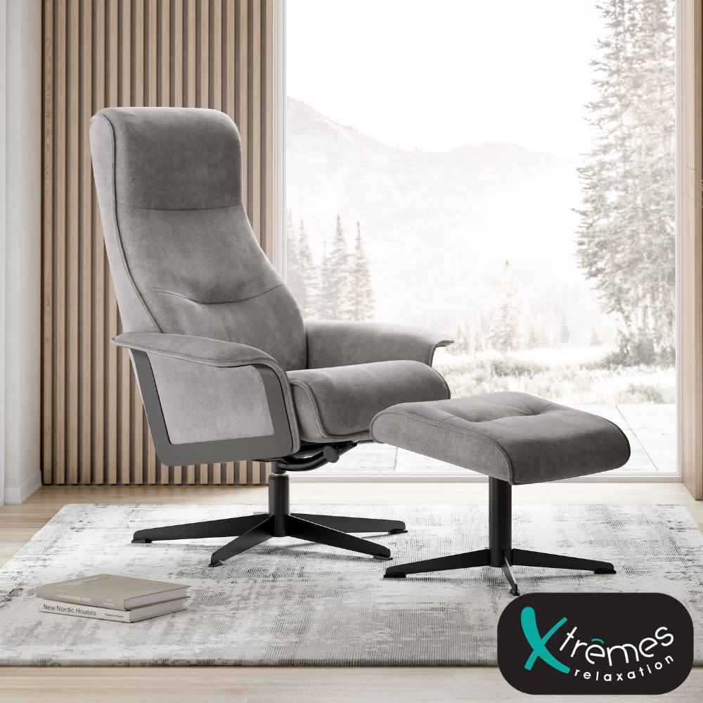 Fauteuil pivotant et pouf