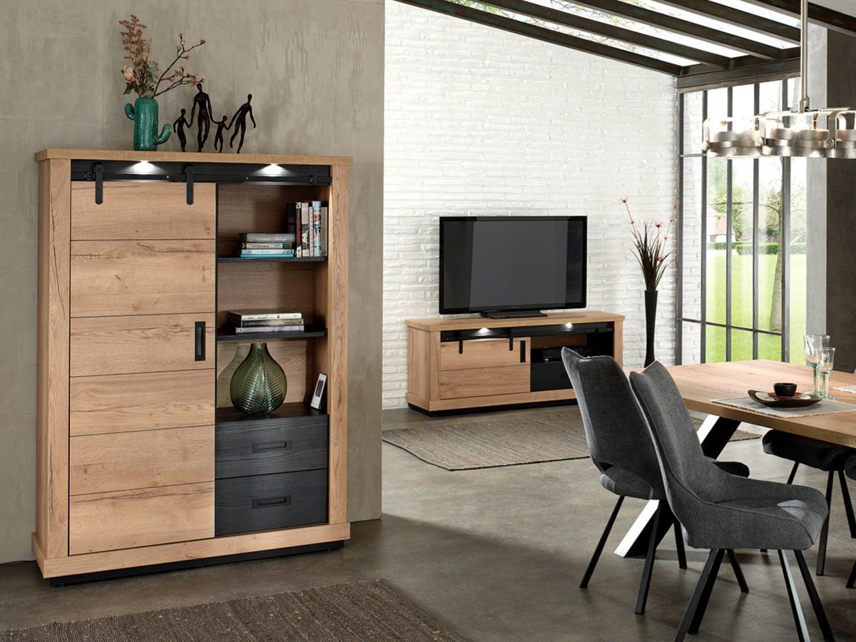 Meuble de rangement 1 porte 2 tiroirs 1 niche